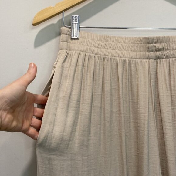 Zara Wide Leg Pants Flowy Palazzo Tan Pants Size Medium Large - Picture 6 of 13